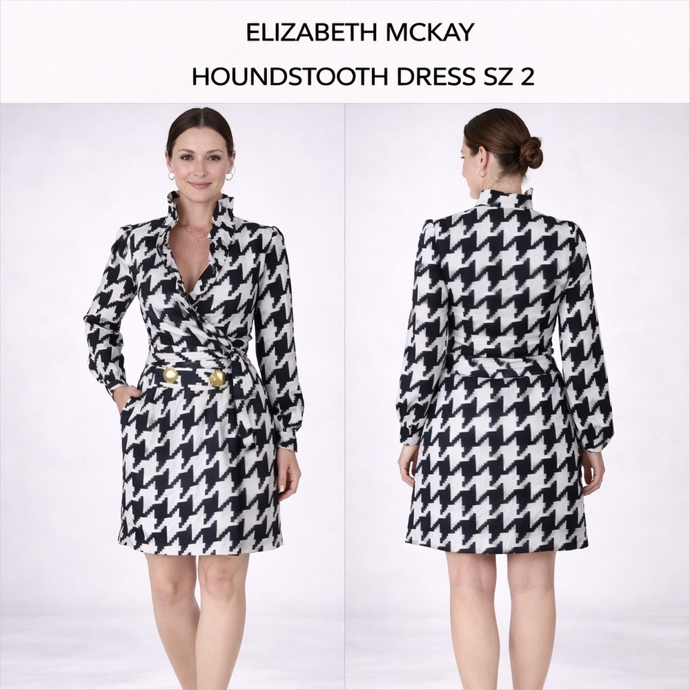 ELIZABETH MCKAY HOUNDSTOOTH DRESS SZ 2